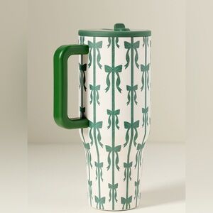 Anthropologie HydroJug Green Bows 40 Ounce Traveler Water Bottle Tumbler New
